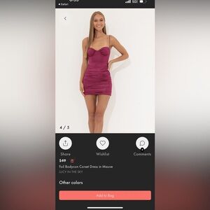 Foil Bodycon Corset Dress in Mauve
LUCY IN THE SKY size XS